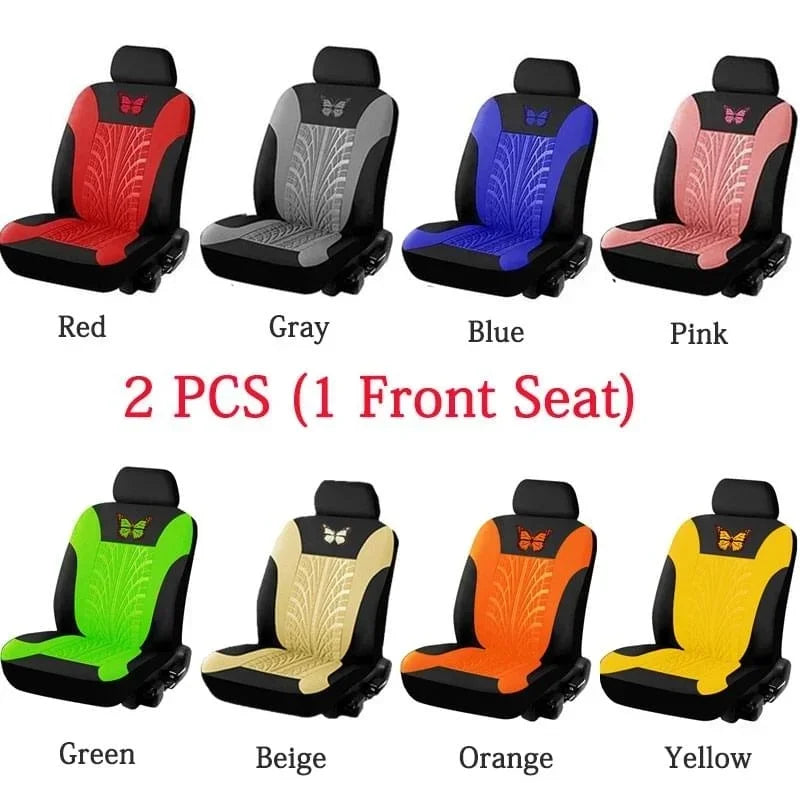 Car Seat Covers Set Universal Fit Most Cars with Butterfly pattern Tire Track Detail Styling Protector covers for the car
