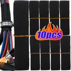 1-10pcs Car Insulation Cable Sleeves Black Braided Heat Shrink Tube Line Organizer Flam Retardant Wire Wrap Sheath Protection