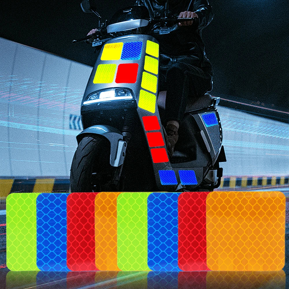 10pcs/set Car Bumper Reflective Safety Strip Stickers Car Reflective Sticker Reflective Warning Safety Tape Stickers Decals