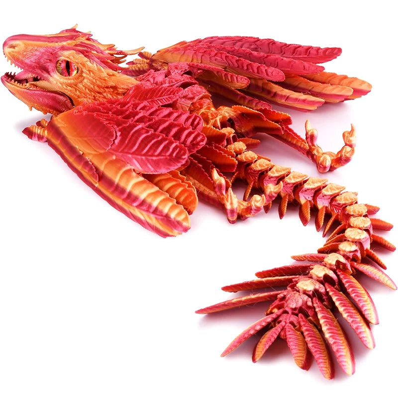 Feathered Wyvern Dragon, 3D Printed Dragon, Articulated Dragon, Fidget Dragon, 3D Printed Toys, Desktop Pet