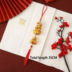 1Pc 2025 Year Of The Snake Gold-Plated Plastic Zodiac Snake Pendant Lucky Mascot Home Car Hanging Ornaments