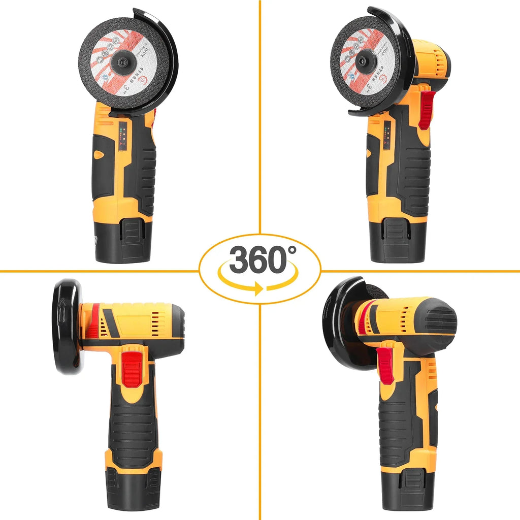 19500RPM Cordless Electric Angle Grinder 12V Rechargeable Mini Polishing Grinding Machine Multifunction Diamond Cutting amabilis