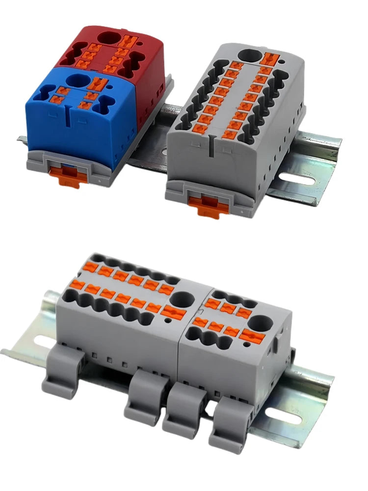 1 in Multiple Out Electrical Splitter Wire Connector Plug-in Terminal Block for Home Light Wiring Guide Rail Junction Box