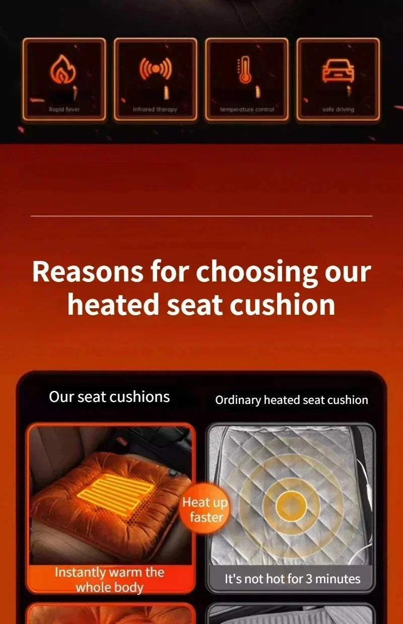 Car Heated Seat Cushion USB Power Graphene Heated Seat Pad 3 Levels Heating Seat Cushion for Park Stadium Car Travel Amagi