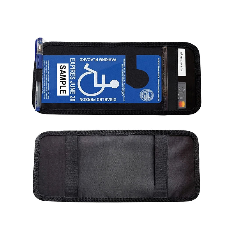 Portable Handicap Placard Holder for Auto Car Visor Disabled Parking Permit Sign Protector with 3 Pockets & 1 Pen Holder