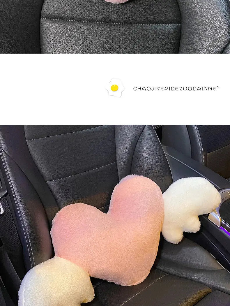 Car head pillow neck pillow cute cartoon love heart back pillow waist pillow seat back cushion Automotive Car Accessories New
