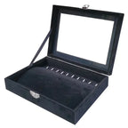 Black Jewelry Box Display Case for Rings Bracelets Earrings Necklaces with Lid Dustproof Glass Grid Storage Organizer Amagi