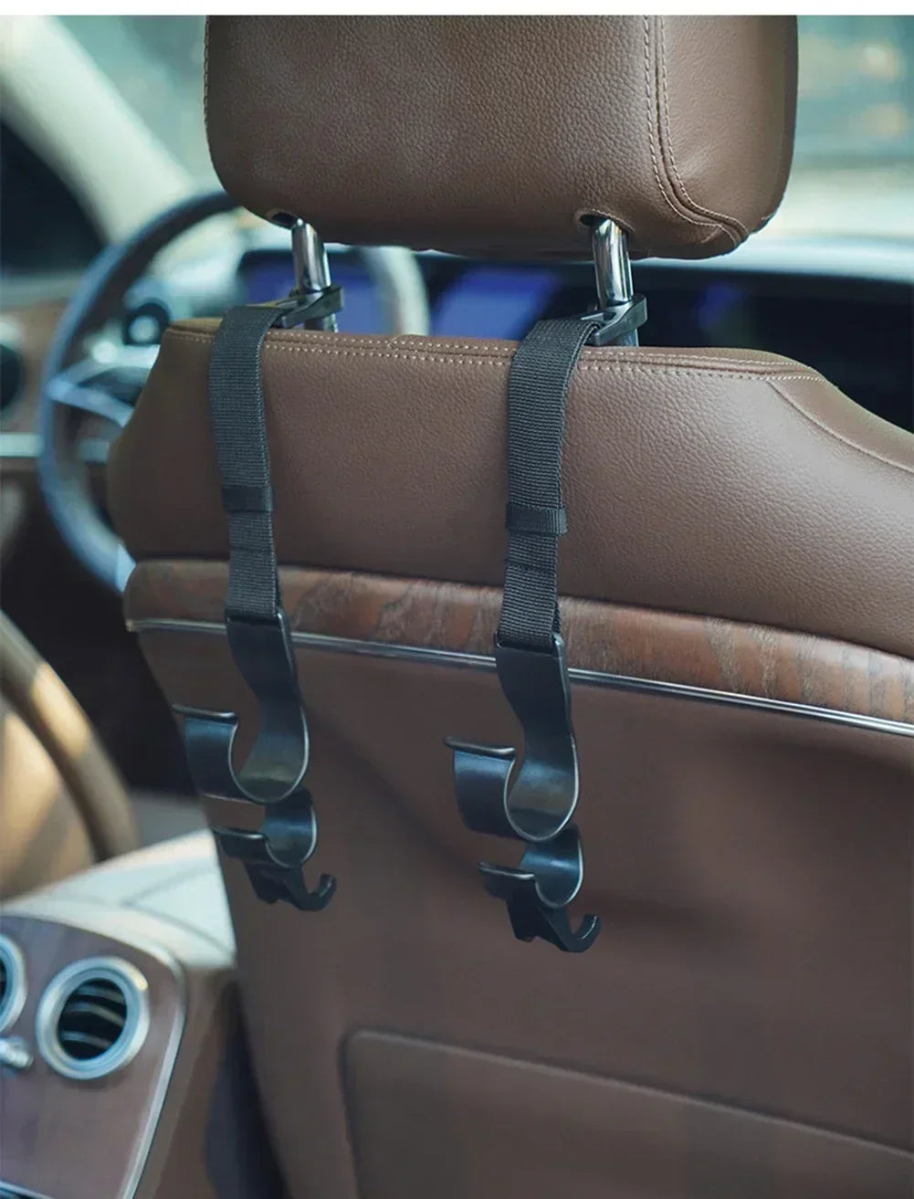 2Pcs Car Back Seat Hook Multi-function Rear Seat Headrest Hanging Hook Umbrella Holder Back Storage Interior Organizer Amagi