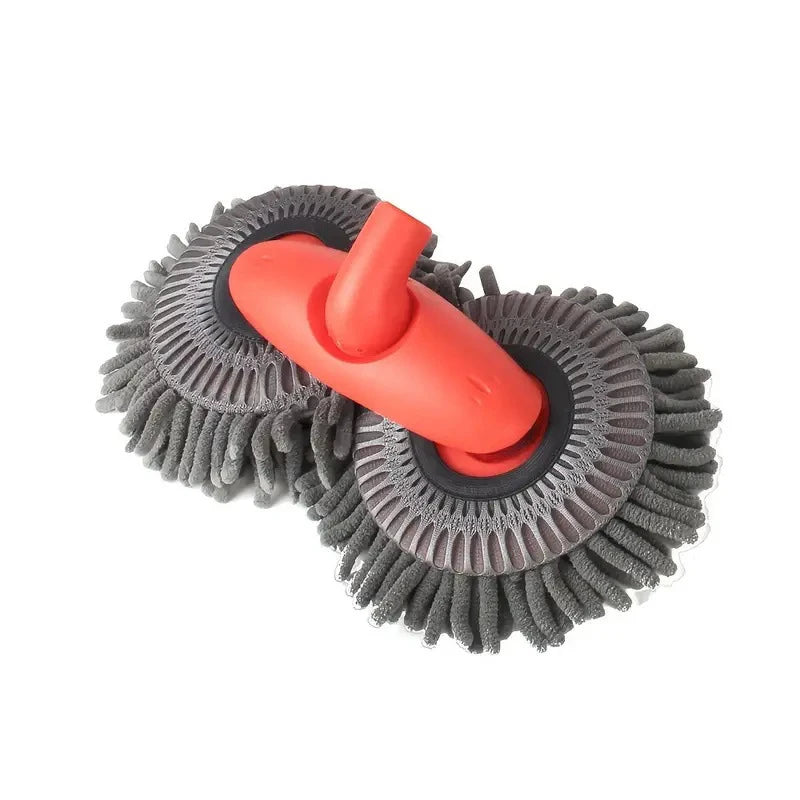 Double Brush Head Rotating Car Wash Mop Three-Section Telescopic Mop Roof Window Cleaning Maintenance Auto Supplies Accessories