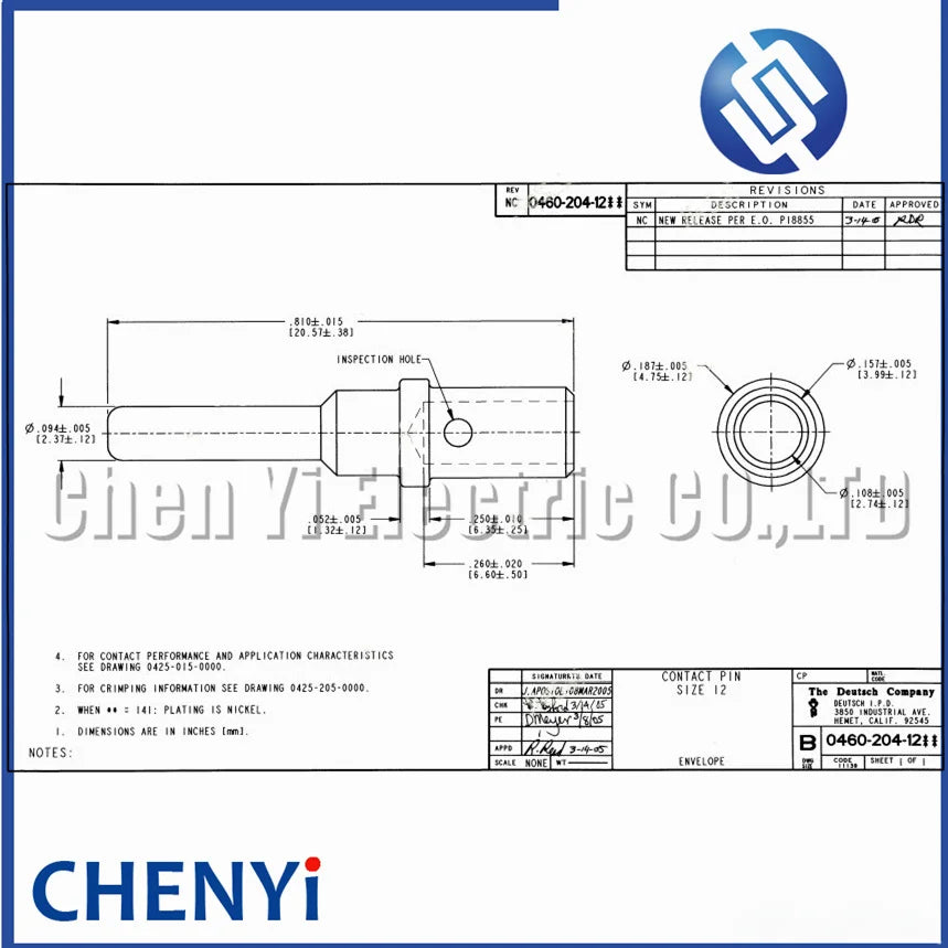 Pin Size 14AWG to 12AWG Automotive Terminal 0460-220-123 0462-210-1231 For Deutsch DTP series Stainless Steel Gold Plate