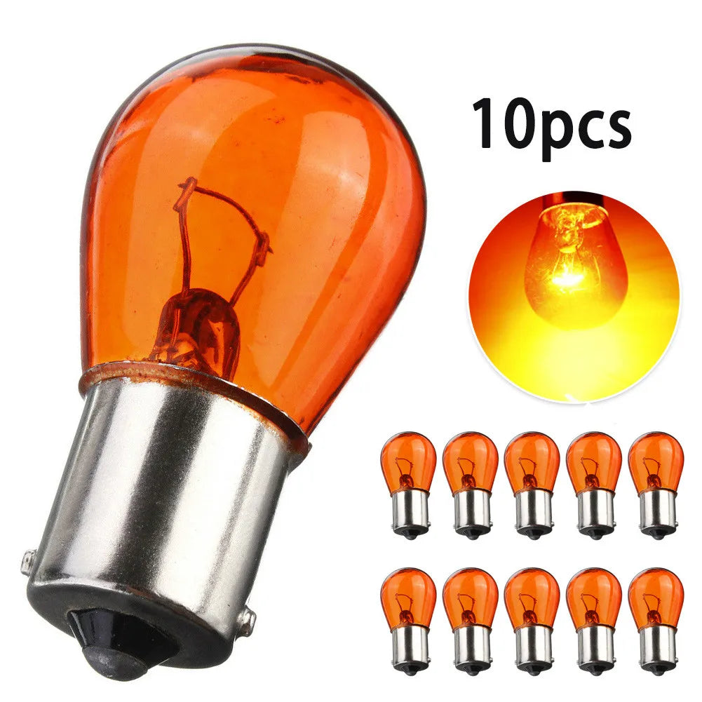 10Pcs 21W Amber Indicator Bayonet Base Lamp Turn Signal Car Light Car Interior Bulb Auto Dashboard Warning Indicator