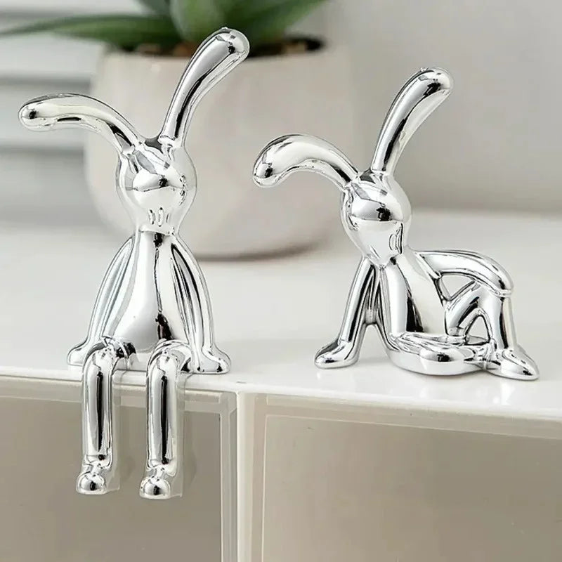Rabbit Figurine Long-Eared Rabbit Statue Home Office Desktop Decoration Car Central Control Easter Bunny Art Ornaments Amagi