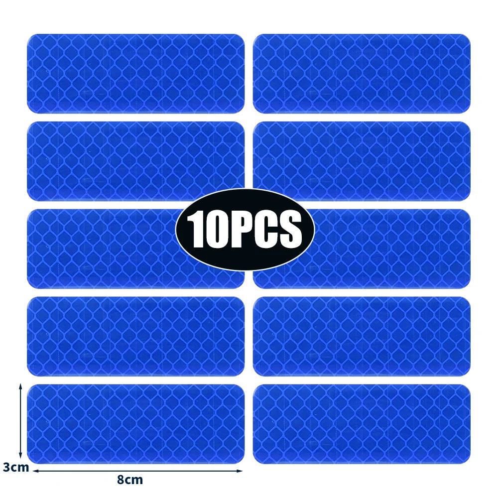 50/10pcs Car Bumper Reflective Stickers Reflective Warning Strip Tape Secure Reflector Stickers Decals Safety Warning 3*8CM