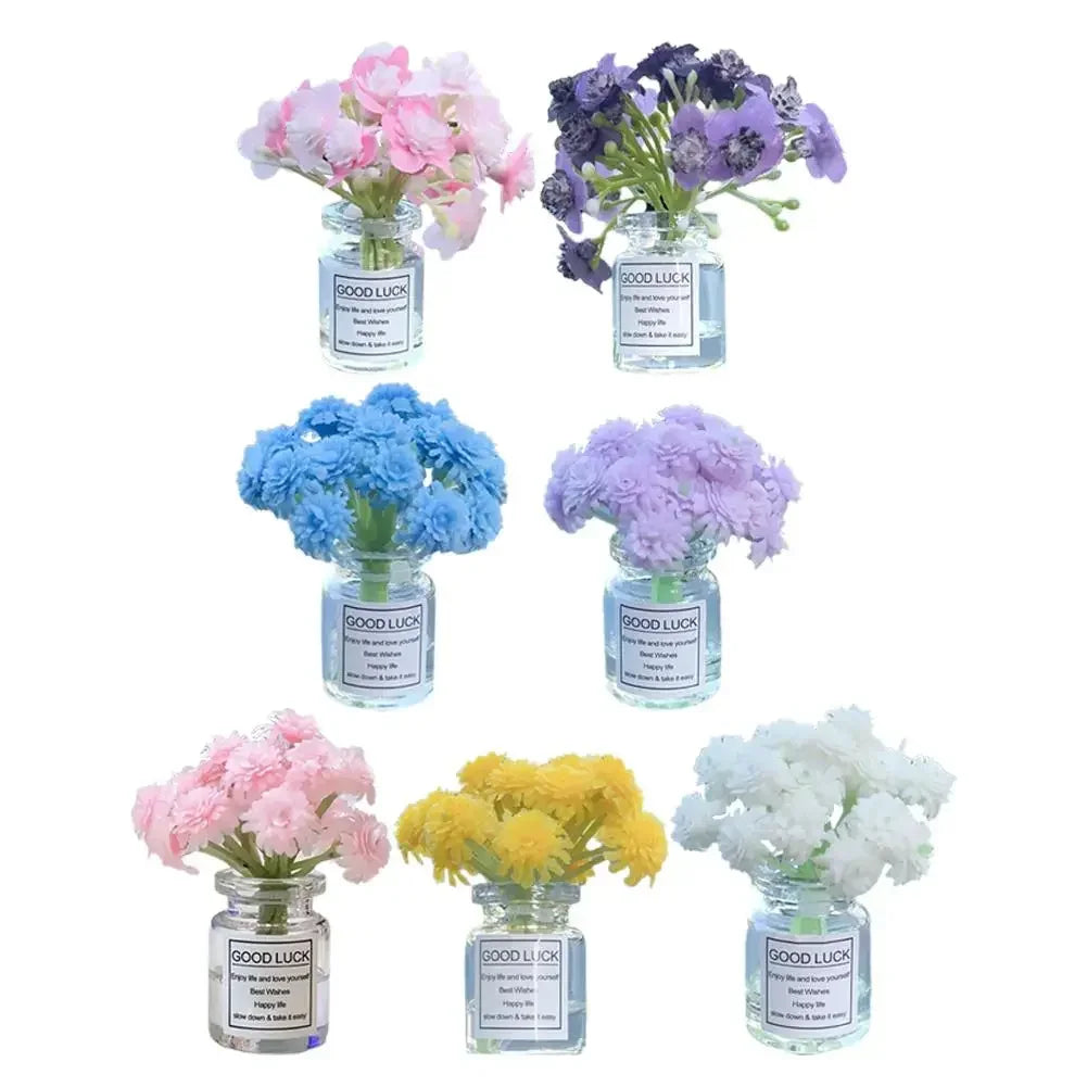 Car Interior Decoration Auto Dashboard Gadgets Ornament Cute Simulation Flowers Vase Sakura Gypsophila For Girl Woman Amagi