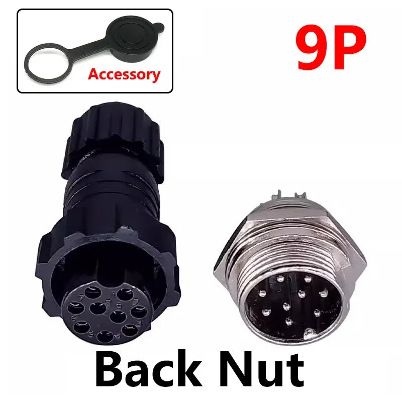 5/20Sets GX16 M16 QL16 16MM Aviation Plug&Socket:Male Female Docking Back Nut Panel Mounted Connector with 2/3/4/5/6/7/8/9 Pins