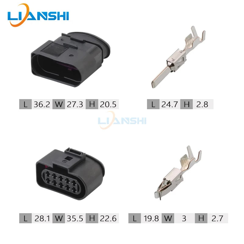 Applicable to Volkswagen halogen headlight 10p plug 1J0973835, male and female 1J0973735, wiring harness DJ7105A-3.5-11/21