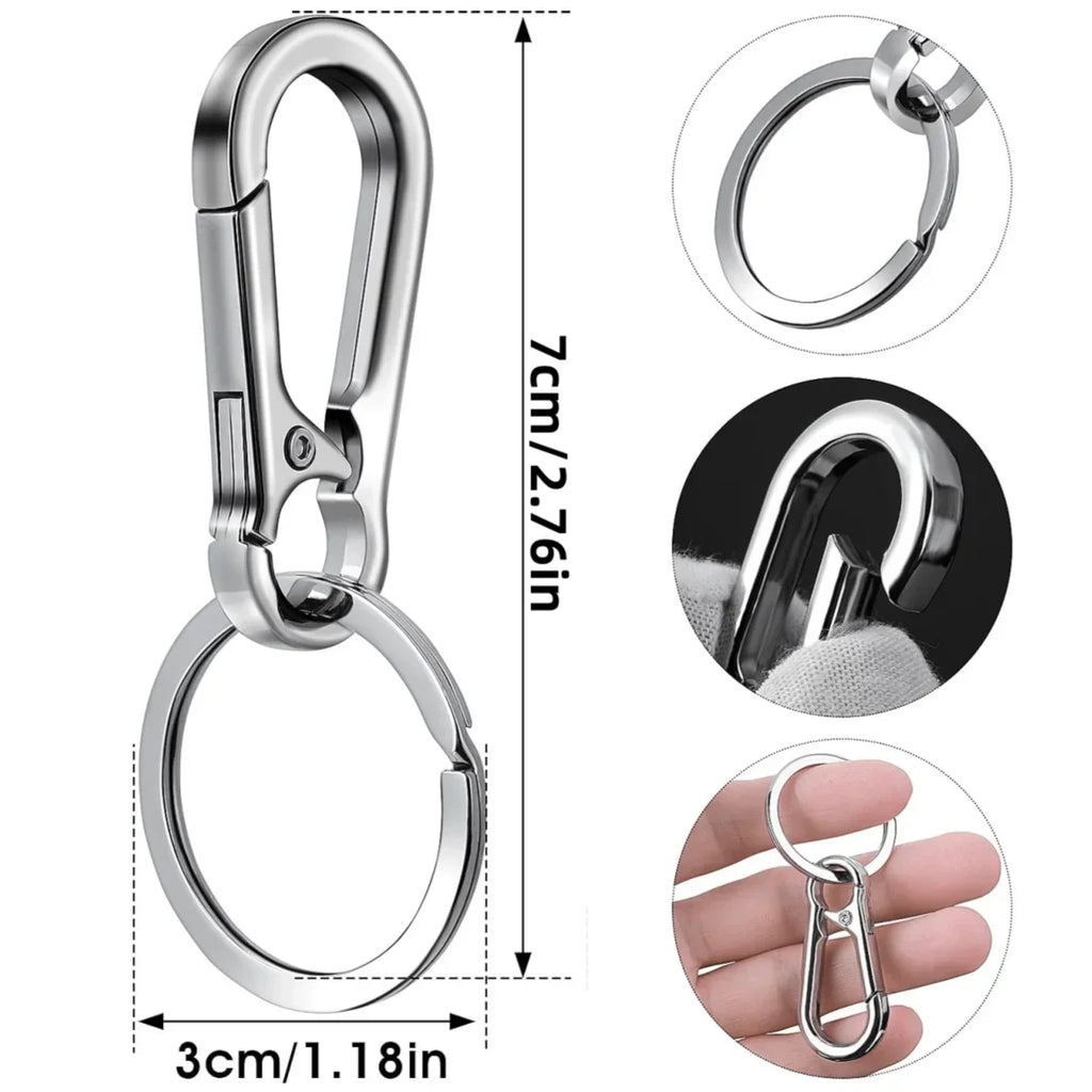 4Pcs Metal Carabiner Shape Key Ring Keyring Carabiner Clip Keychain Holder Clips Hook Holder Organizer for Car Keys Finder Amagi
