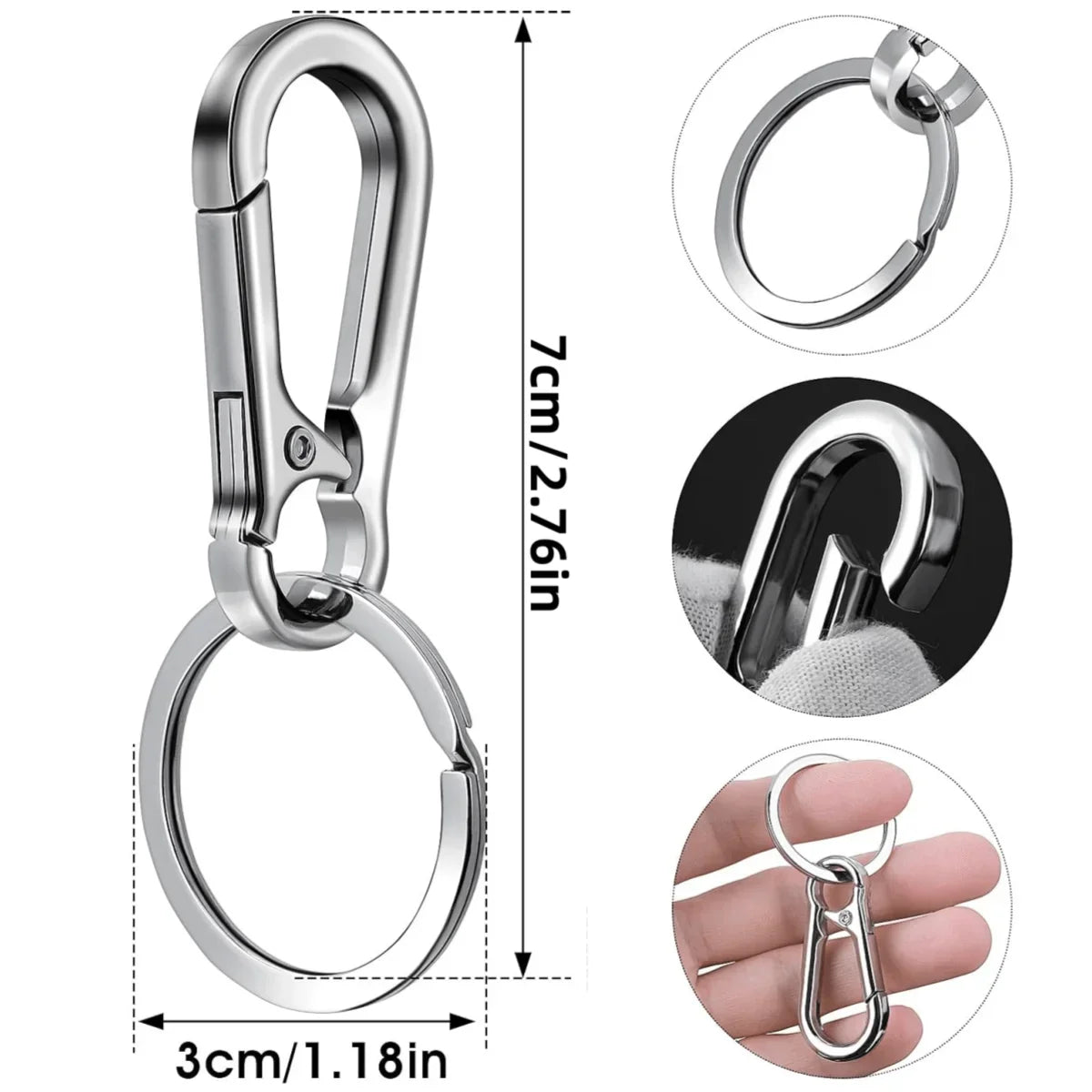 4Pcs Metal Carabiner Shape Key Ring Keyring Carabiner Clip Keychain Holder Clips Hook Holder Organizer for Car Keys Finder Amagi