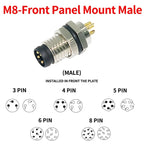 M8 Waterproof Aviation Connector Set, 3–8 Pin Male Female Plug & Socket for Proximity Sensor, Straight Right Angle/Flange Mount