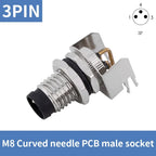 5/10 PCS M8 Straight/Curved Pin Aviation Plug Sensor PCB Bonding Plate Male and Female Socket Waterproof Connector 3/4/5/6/8P