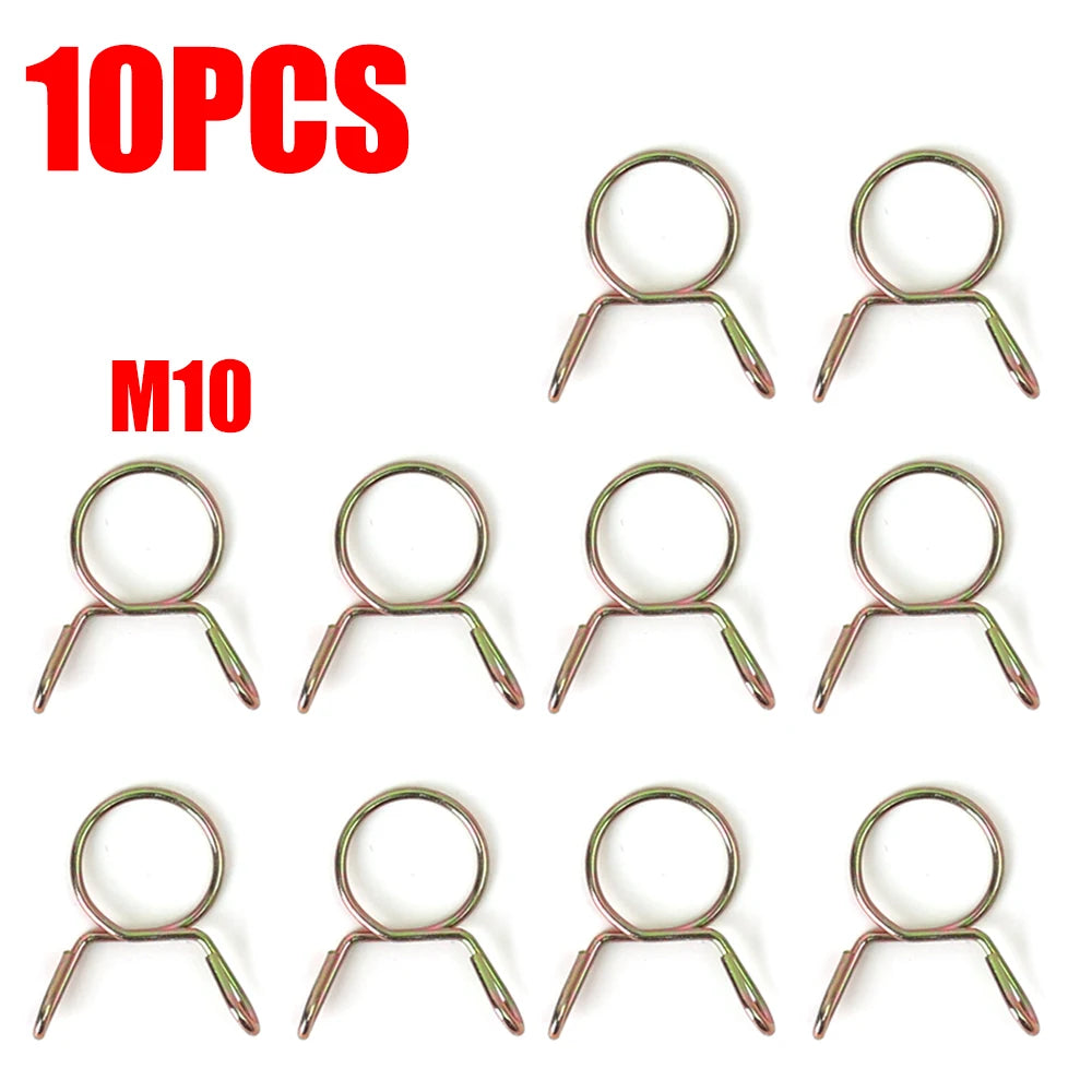 20/10Pcs Spring Hoop Hose Clamp Zinc Plated Pipe Clip Fuel Tube Water Pipe Air Tubing Fixed Clip Assortment Kit Home Hardware