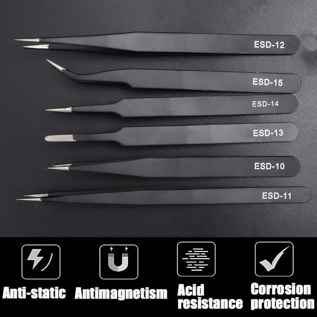 Anti-Static Stainless Steel Tweezers Precision Maintenance Industrial Electronic Repair Tool Car Body Sheet Metal Repair Tools