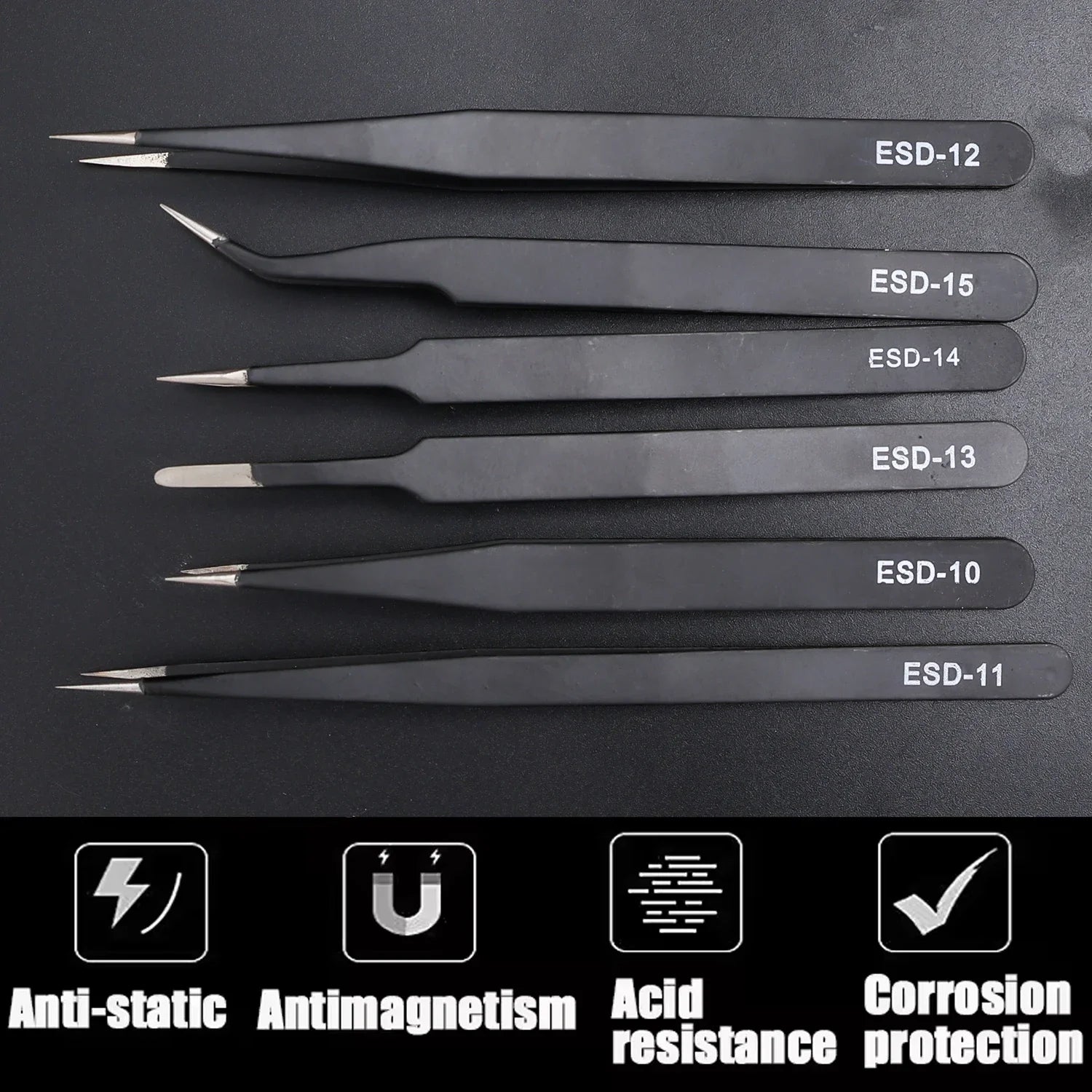 Anti-Static Stainless Steel Tweezers Precision Maintenance Industrial Electronic Repair Tool Car Body Sheet Metal Repair Tools