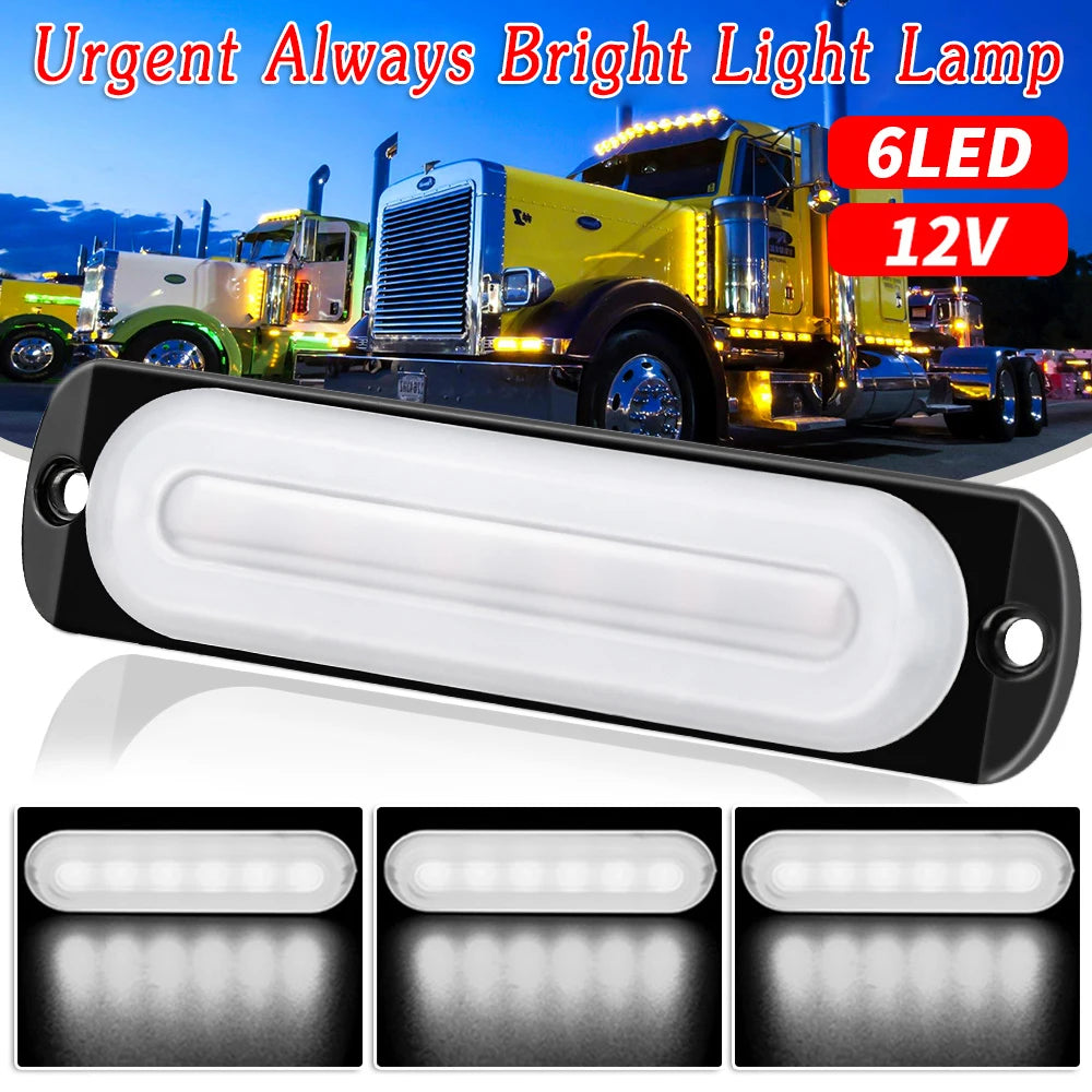 Car LED Light12V 24W White 6LED Car Truck Fog Light Lamp Off Road Safety Urgent Signal Truck Side Marker Lights