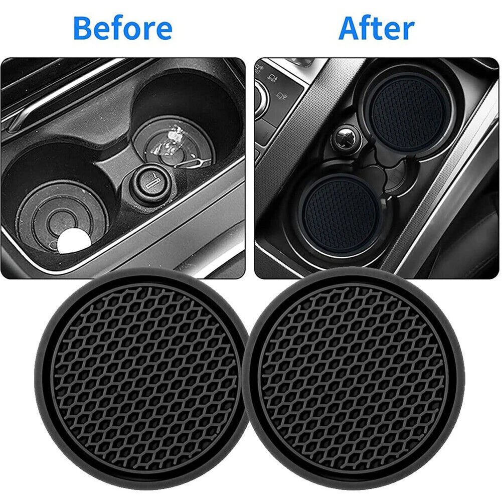 2 Pcs Black Car Auto Cup Holder Anti Slip Insert Coasters Pads For Car Interior Decoration Car Styling Accessories