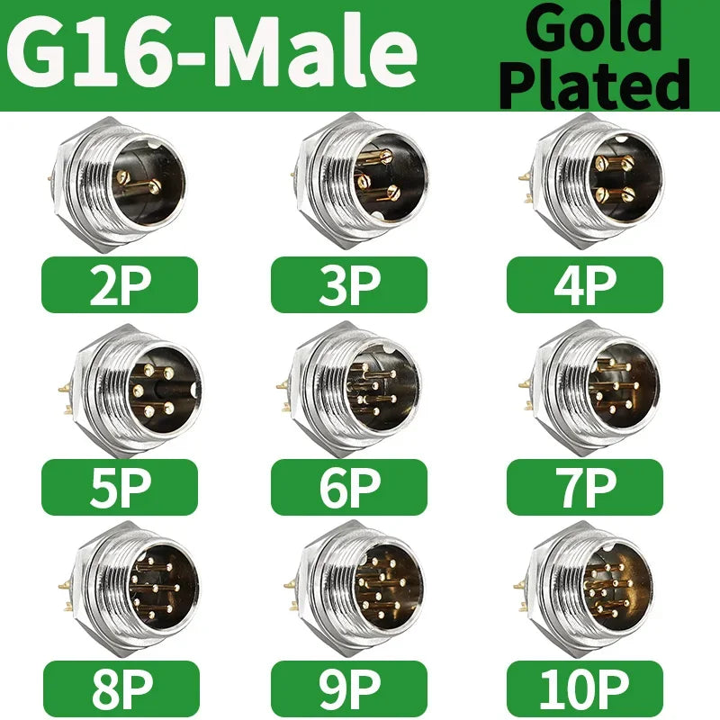 5/20/100 Sets Gold Plated Male&Female Docking Aviation Plug Circular Connector GX16 2 3 4 5 6 7 8 9Pins Electric Wire Connector