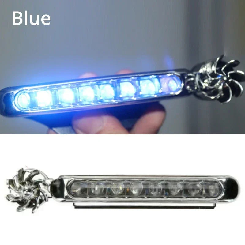 Wind Powered Car LED 8 LED DRL Daylight Running Light Auxiliary Lighting Rotation Fan Lamp Automobile Day Time Headlight Amagi