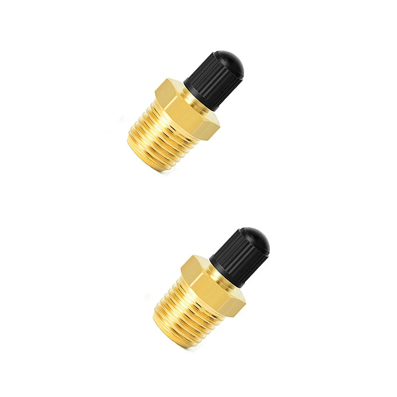 2Pcs Brass Air Inflator Adapter W/Valve Stem Inside 1/4" NPT (M) To Standard Schrader Valve (M) Tire Inflator Connector