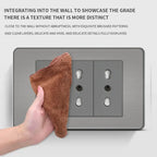 Stainless Steel Wall Socket 118x75mm Italian-Style with USB-C & Schuko Chilean Plug - Brushed Finish for Home/Office