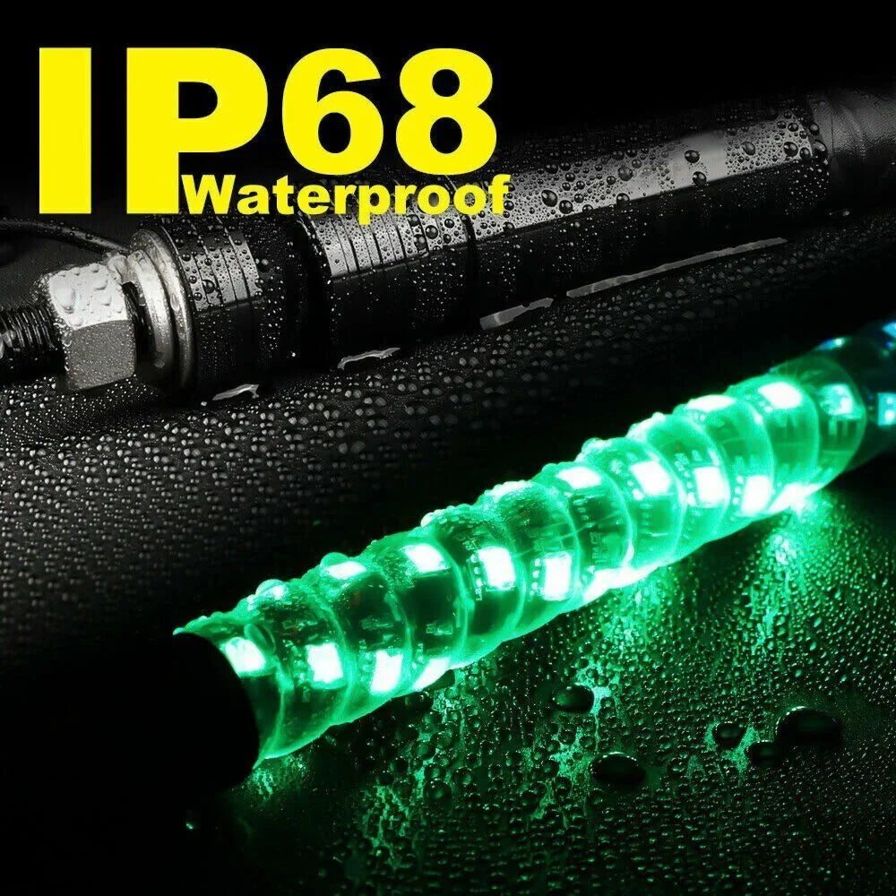 3FT Spiral Whip Lights Remote Control Turn Signal Brake Function Dream-Color Dancing For UTV RZR Can-Am SxS Sand Dune Buggy Truc