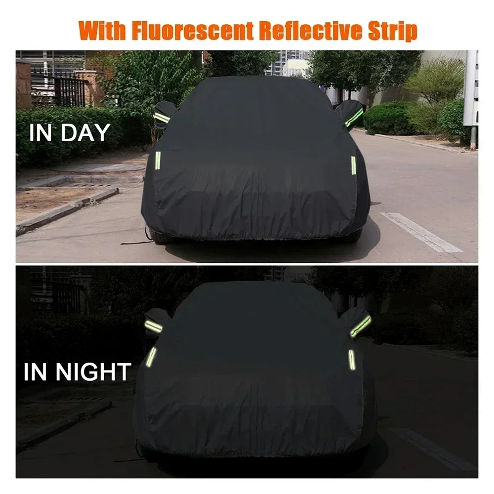 Universal For Audi A3 A4 A5 A6 A7 B7 B8 C5 Q2 Q3 Q5 7 Body Full Covers Black/Silver Outdoor Sun Snow Rain Protection Cover Amagi