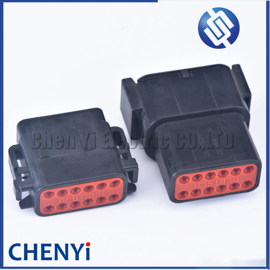 Black 12 Pin Sealed waterproof connector DTM06-12SB DTM04-12PB Automotive Connector Heavy Truck Wiring Harness Plug For Deutsch