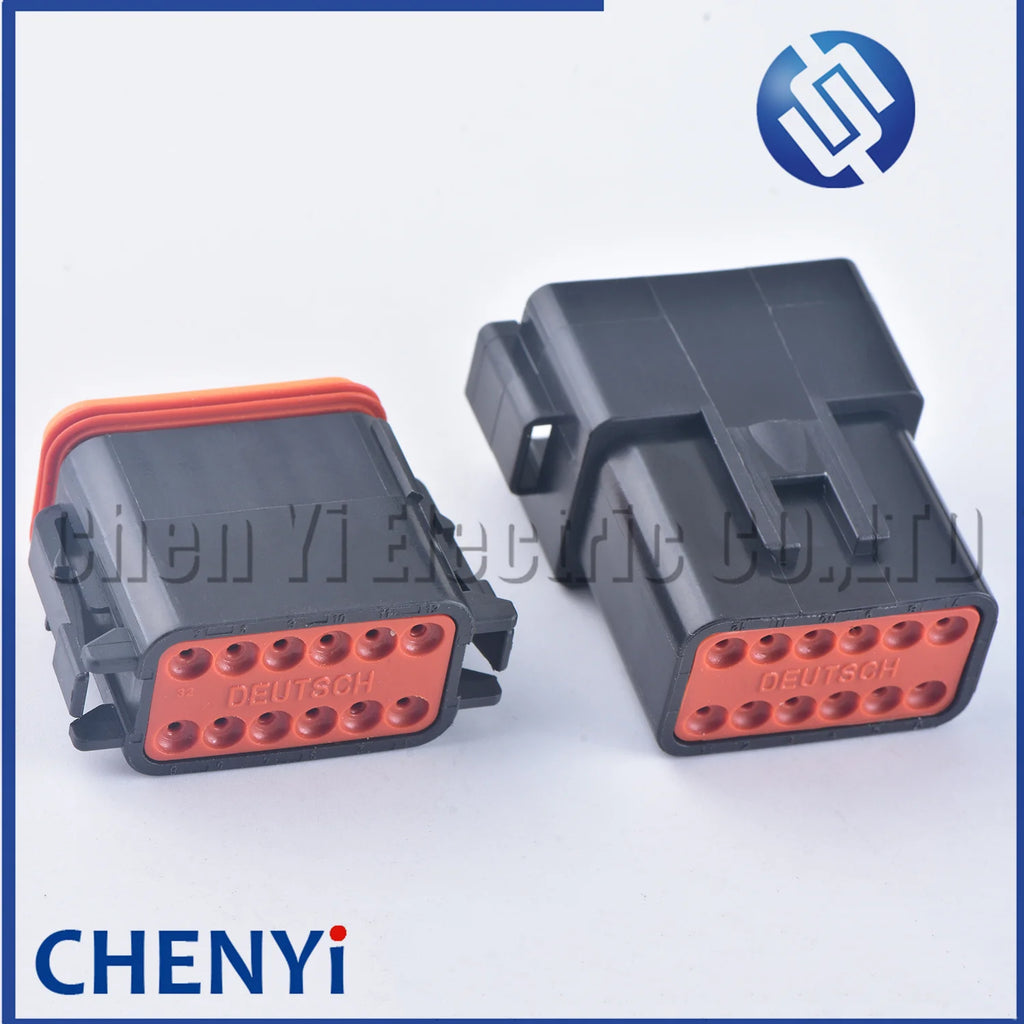Black 12 Pin Male Female Automotive Waterproof Connector Sealed Plug DT06-12SB DT04-12PB With Pins For Deutsch DT Series