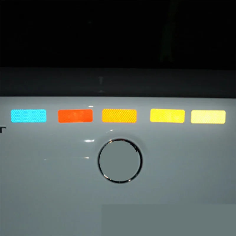 10pcs Car Bumper Reflective Stickers Reflective Warning Strip Tape Secure Reflector Stickers Decals Accessories