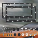 Car Glitter Crystal Sticker License Plate Frame Women's License Plate Frame Auto Parts 12.2*6.3in Three Colors Optional Amagi