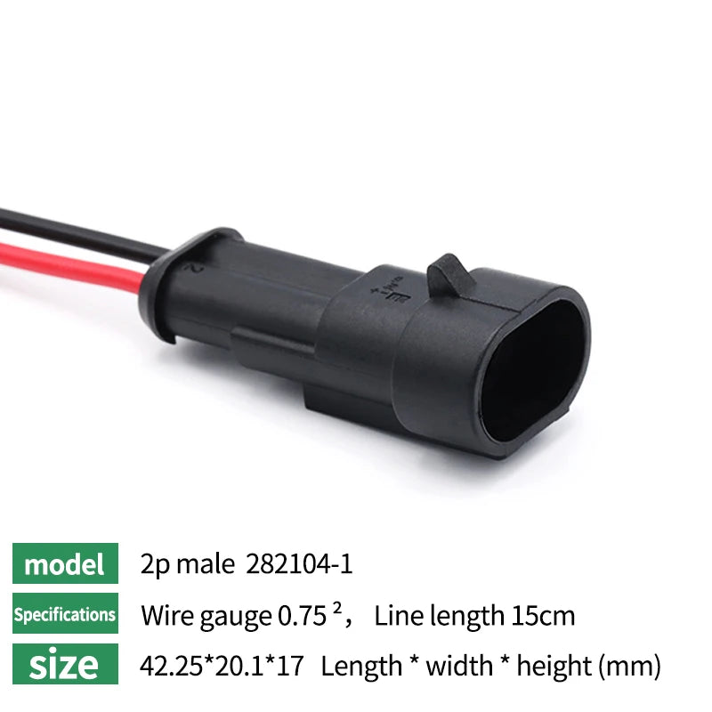 5/20/100Sets AMP Type 1.5 Series Automotive Waterproof Connector Plug Socket HID Male&Female 15CM Wire Harness 1P/2P/3P/4P/5P/6P