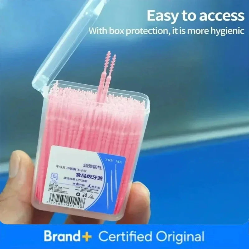 Brush Teeth Picking 100 PCs Boxed Plastic Toothpick Disposable Household Interdental Dental Floss Disposable Toothpick Amagi