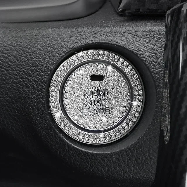 Car One-click Start Button Interior Engine Ignition Start Stop Button Protective Cover Crystal Decoration Car Accessories amagi