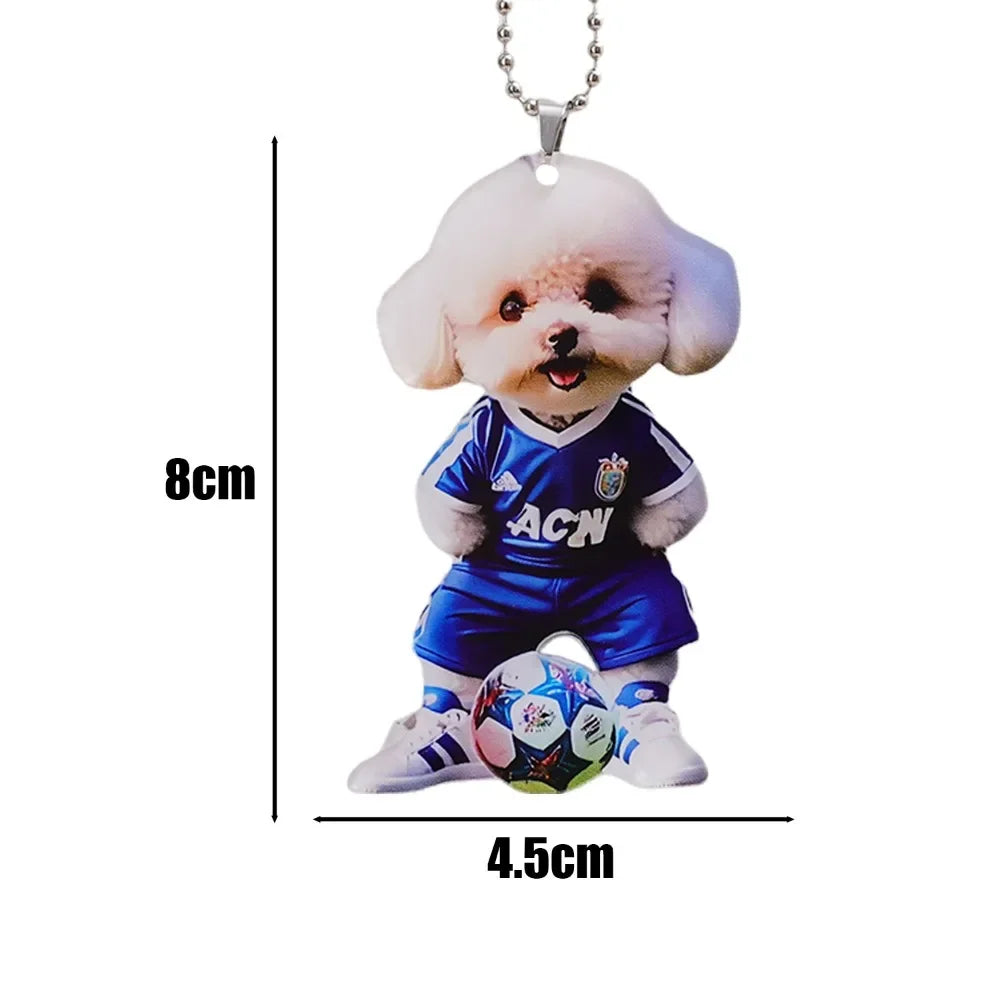Acrylic Dog Car Pendant for Rearview Mirror Cute Poodle Keychain 2D Flat Ornament Auto Home Christmas Gift Backpack Decoration