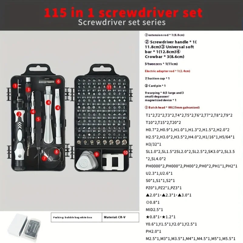 Car 115-in-1 Screwdriver Tool Set: Get Ready For Any Repair Job - IncludesTools For Cellphones, Laptops, Cameras & More Amagi