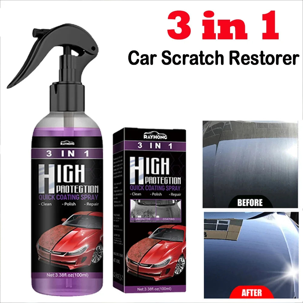 3 In 1 Auto Nano Ceramic Coating 100ml Car Paint Scratch Repair Remover Nano Spray Glass Hydrophobic Coating Paint Care Amagi