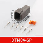 Automotive connector Dechi plug-in DTM06-2S male and female mating heavy truck wiring harness waterproof plug DTM04-2P
