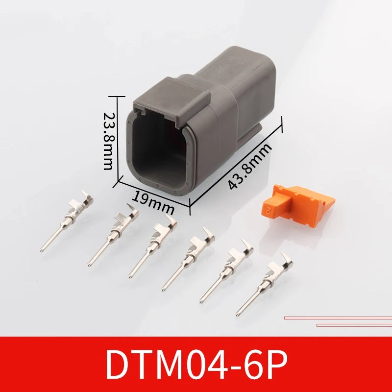 Automotive connector Dechi plug-in DTM06-2S male and female mating heavy truck wiring harness waterproof plug DTM04-2P