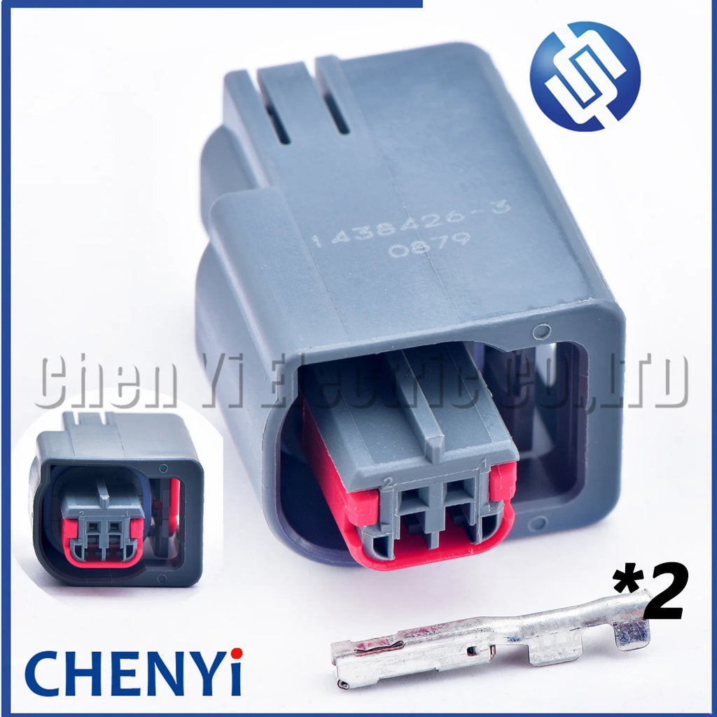 2 Pin female black grey Automobile waterproof connector Car Door Wire Harness Plug 1438426-1 1438426-3