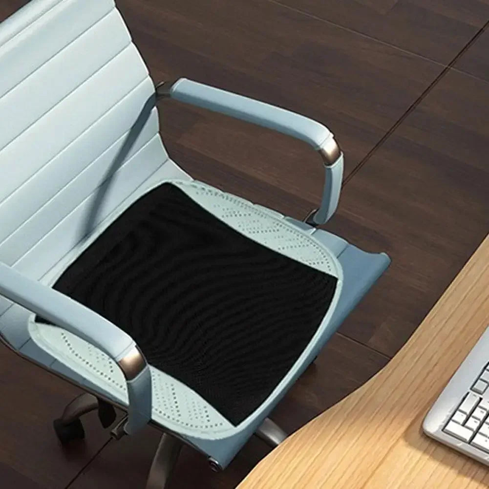 Cooling Car Seat Cushion with Adjustable Fan Breathable 3D Honeycomb Design All-Season Ventilated Auto Seat with Leather Surface