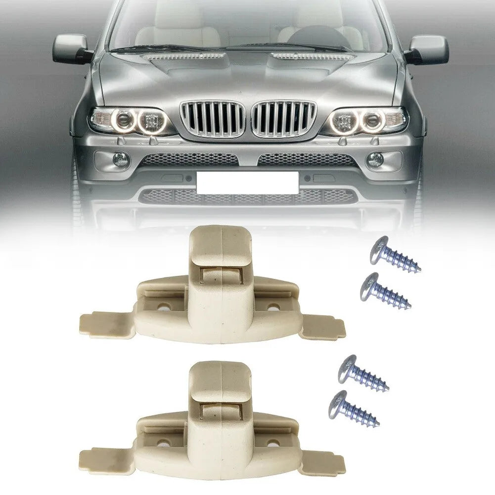 2Pcs Sun Visor Clips Holder Bracket Mount For BMW 3 5 7 Series E46 E38 E39 E53 X5 Interior Beige Sun Visor Clip Holder